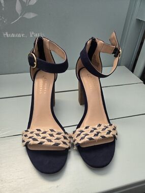 LC Lauren Conrad Navy Braided Rope Ankle-Strap Sandals